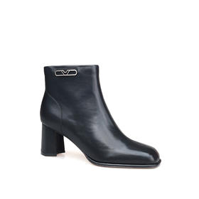 豪麟名鞋迪嘉女鞋胎牛皮革短靴DJYYA52WN001黑色