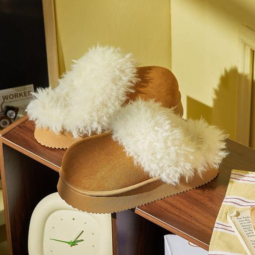 SHEGOTO秋冬新品保暖舒适柔软棉乳胶拖鞋毛毛鞋加绒室内外穿女【福利品】 商品图0