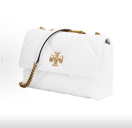 TORY BURCH 汤丽柏琦 Kira 链条肩带翻盖开合 纳帕皮革 斜挎单肩包 小号 女款 白色 商品图1