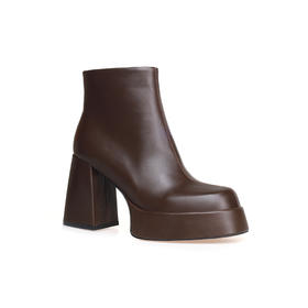 豪麟名鞋迪嘉女鞋胎牛皮革短靴DJHJA52WN008卡其色