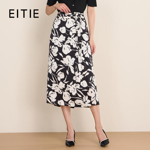 【优雅气质印花半身长裙】EITIE爱特爱复古高腰显瘦秋季新款C2506822 商品图0