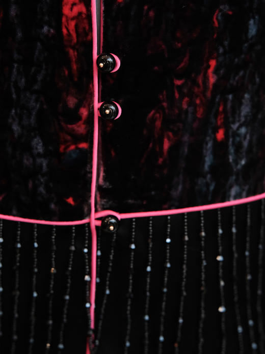 盛唐婧 | 新中式真丝丝绒拼接水滴钻马甲 商品图2