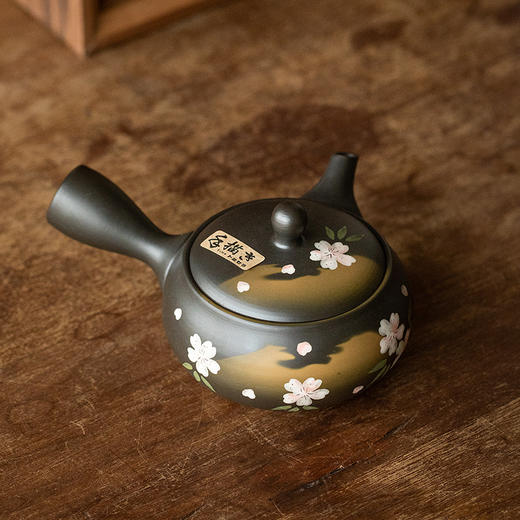 日本进口常滑烧侧把急须壶日式手工家用泡茶壶防烫过滤小清新茶具樱花流光茶壶370cc 商品图4
