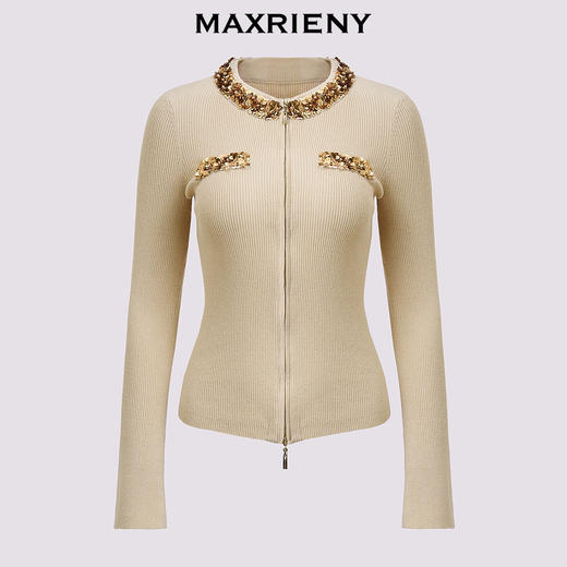 【宫廷巴洛克-商场同款】MAXRIENY亮片装饰针织衫女修身显瘦24秋(货号:MC85SW540) 商品图4