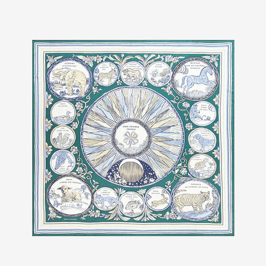 北京仓｜Inoui Editions-130 CHANCE INOUI-四叶草 绿色 方巾［法国设计师］ 商品图0