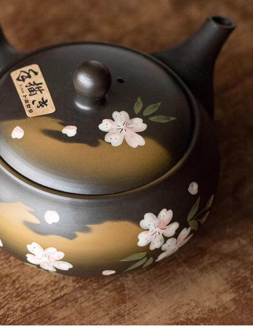 日本进口常滑烧侧把急须壶日式手工家用泡茶壶防烫过滤小清新茶具樱花流光茶壶370cc 商品图3