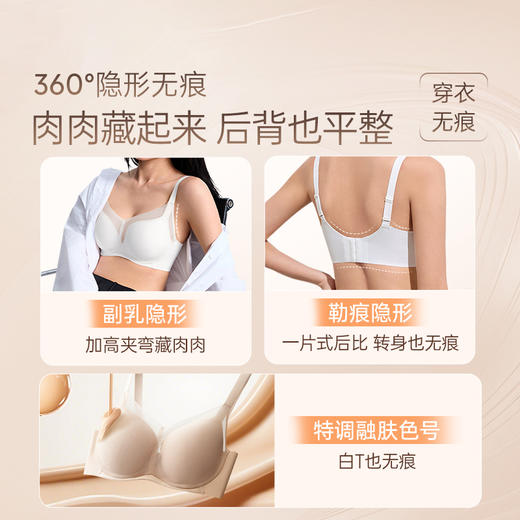 [隐形杯2.0]光面无痕全罩杯显小无痕隐形聚拢收副乳文胸 商品图3
