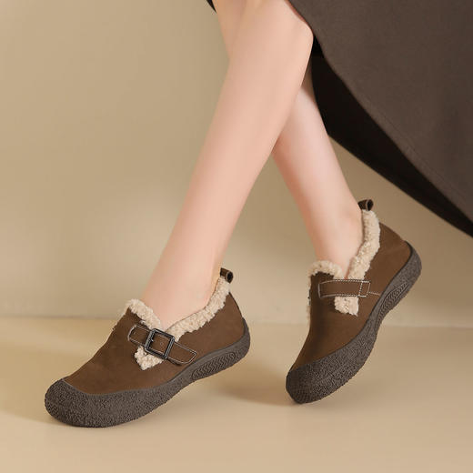 西村名物2024年冬季新款厚底防滑舒适保暖绒毛内里勃肯鞋毛毛鞋X24DM47231 商品图2