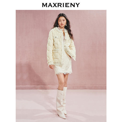 【宫廷巴洛克-商场同款】MAXRIENY钻饰丝绒拼花纱羽绒外套女24秋(货号:MC85DC503) 商品图1