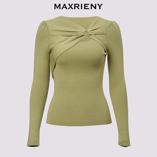 【商场同款】MAXRIENY褶皱套头针织毛衫24冬新款女装修身显瘦上衣(货号:MC85SW543) 商品图4