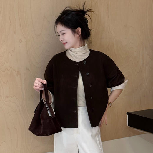 良木礼山羊皮翻袖外套（Q8138） 商品图0