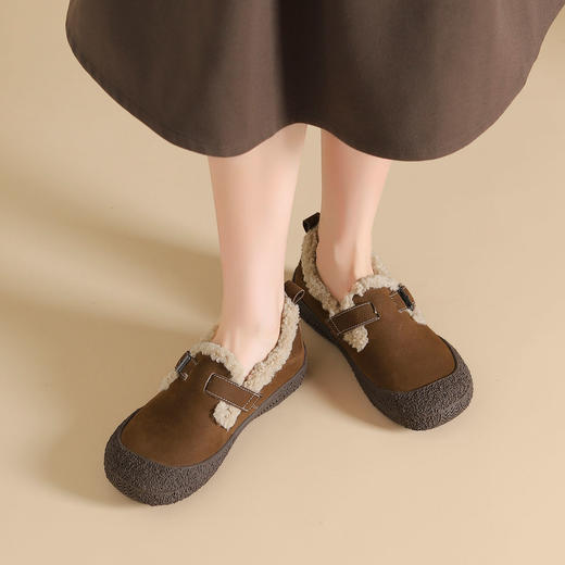 西村名物2024年冬季新款厚底防滑舒适保暖绒毛内里勃肯鞋毛毛鞋X24DM47231 商品图3