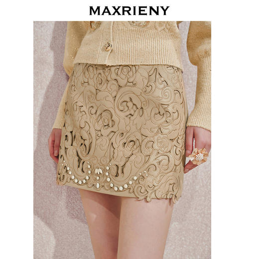 【宫廷巴洛克-商场同款】MAXRIENY华丽宫廷钉珠半裙24冬新款短裙(货号:MC85SK552) 商品图2
