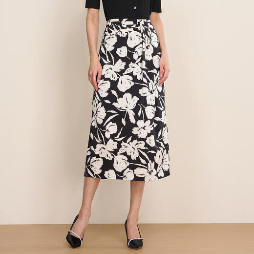 【优雅气质印花半身长裙】EITIE爱特爱复古高腰显瘦秋季新款C2506822 商品图2