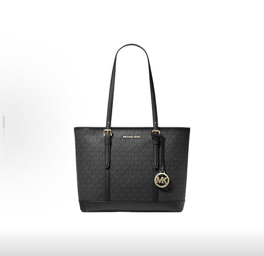 MICHAEL KORS 迈克高仕 MK Jet Set Travel 纯色经典老花简约 涂层帆布 托特包Tote购物袋手提单肩包 女款 黑色 商品图0