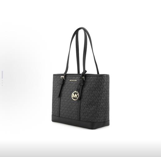 MICHAEL KORS 迈克高仕 MK Jet Set Travel 纯色经典老花简约 涂层帆布 托特包Tote购物袋手提单肩包 女款 黑色 商品图1