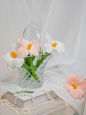 BOHEMIA捷克进口水晶玻璃花篮ins家用高档水果篮轻奢创意摆件送礼钻石经典花篮摆件