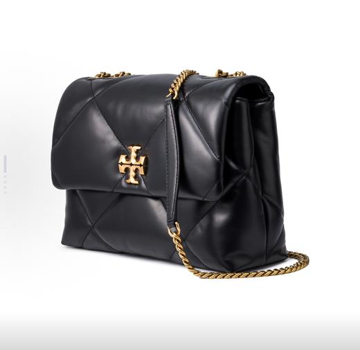 TORY BURCH 汤丽柏琦 Kira 钻石绗缝斜角双TLogo标志 牛皮革 斜挎单肩包 中号 女款 黑色 商品图1