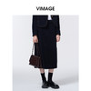 VIMAGE纬漫纪时尚通勤侧面开叉复古半裙V2406116 商品缩略图4