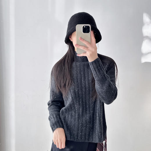 慵懒风羊绒针织衫休闲宽松长袖套头亮片设计感显瘦百搭上衣时尚 商品图0