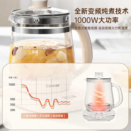 康美养生壶1.5L 高硼硅玻璃滋养药膳汤花茶饮办公室煮茶器 商品图1