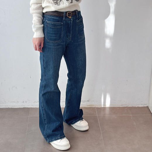 秋季新款牛仔微喇裤高腰修身显瘦时尚百搭潮 商品图3