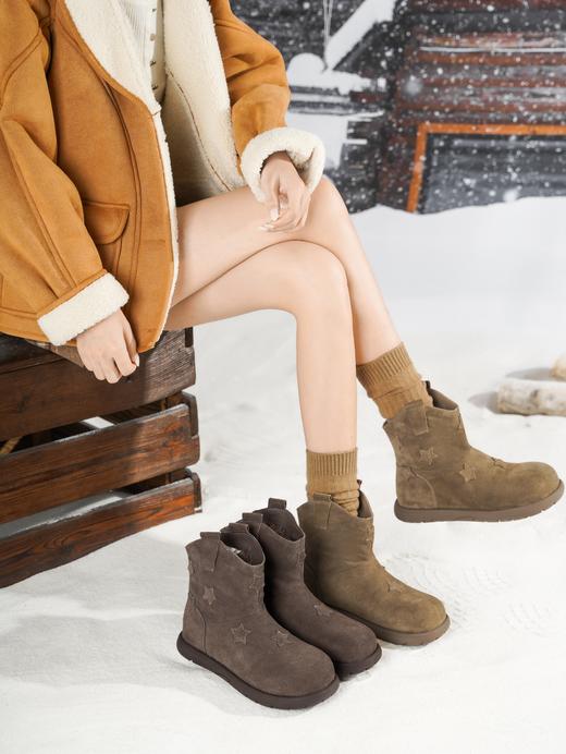 西村名物2025年冬季新款厚底防滑绒面舒适时尚切尔西靴时装短靴T25DS49301 商品图2