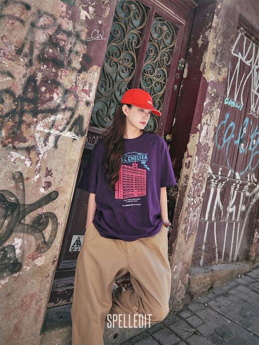 SPELLEDIT2025秋季新品切尔西酒店T恤建筑图案印花宽松短袖上衣女 商品图3