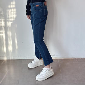 秋季新款九分直筒裤欧货高腰撞色烟管裤