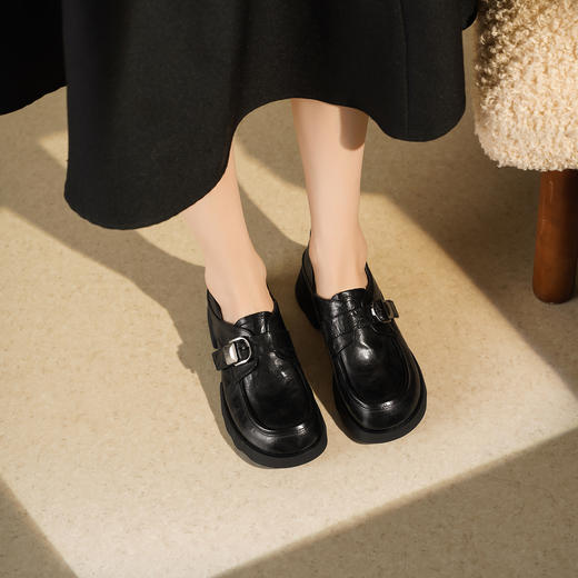 西村名物2025年秋季新款厚底增高防滑软底软面舒适百搭乐福鞋T25CM31751 商品图5