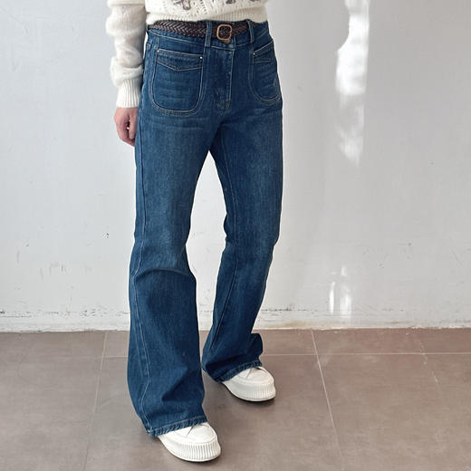 秋季新款牛仔微喇裤高腰修身显瘦时尚百搭潮 商品图1