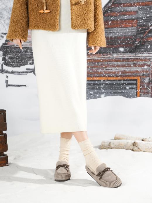 西村名物2025年冬季新款厚底防滑舒适保暖短筒毛毛鞋T25DM49361 商品图6