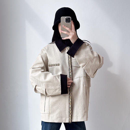 秋季新款小众设计撞色翻领重工钉珠高级感中长款风衣外套潮 商品图1