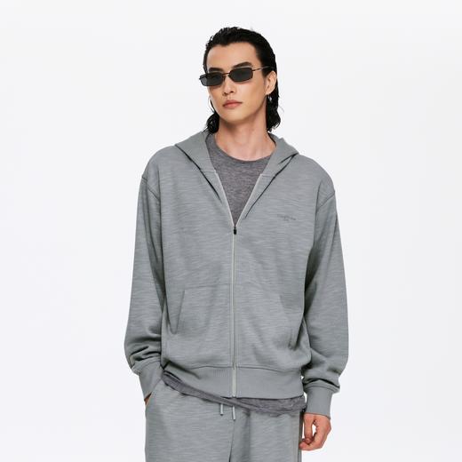 oneup竹节纹拉链连帽卫衣（男女同款） 商品图0