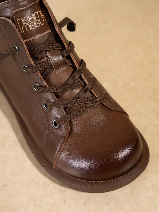 【绒里可选】西村名物2025年冬季新款舒适厚底防滑软底软面系带马丁靴短筒靴X25DS49911 商品图14