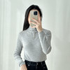 小众设计感半高领羊毛针织衫女秋冬新款纽扣修身弹力内搭打底上衣 商品缩略图1