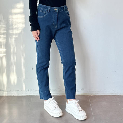 秋季新款九分直筒裤欧货高腰撞色烟管裤 商品图1