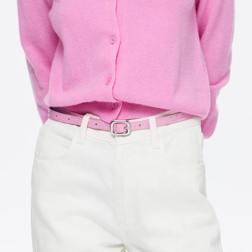 oneup鳄鱼纹真皮牛皮细皮带 商品图1