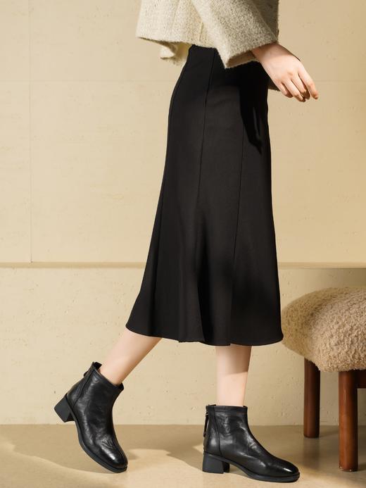 西村名物2025年冬季新款舒适粗跟防滑时尚方头切尔西靴时装短靴T25DS49641 商品图1