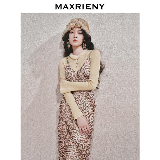 【冬日逸境-商场同款】MAXRIENY精致水貂毛领套头针织修身上衣女(货号:MC85SW551) 商品图2