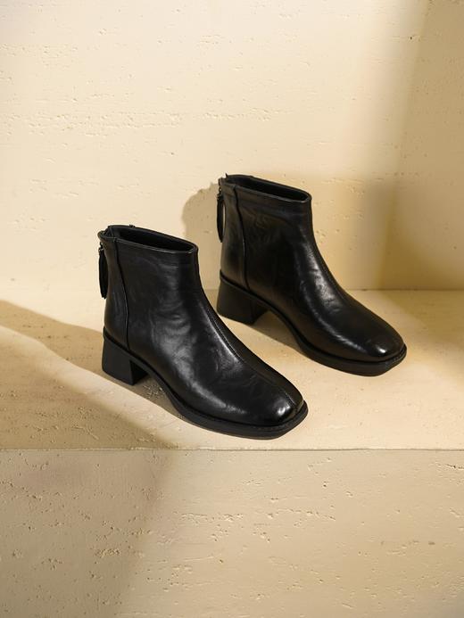 西村名物2025年冬季新款舒适粗跟防滑时尚方头切尔西靴时装短靴T25DS49641 商品图6