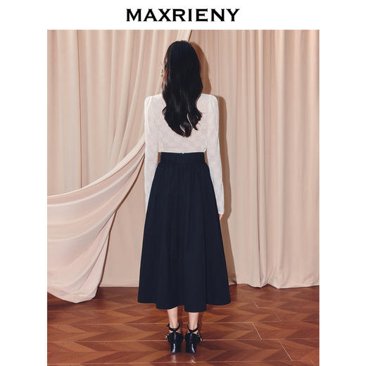 MAXRIENY【商场同款】2025秋纯色蕾丝连帽雪纺衫(货号:MF86TP506) 商品图3