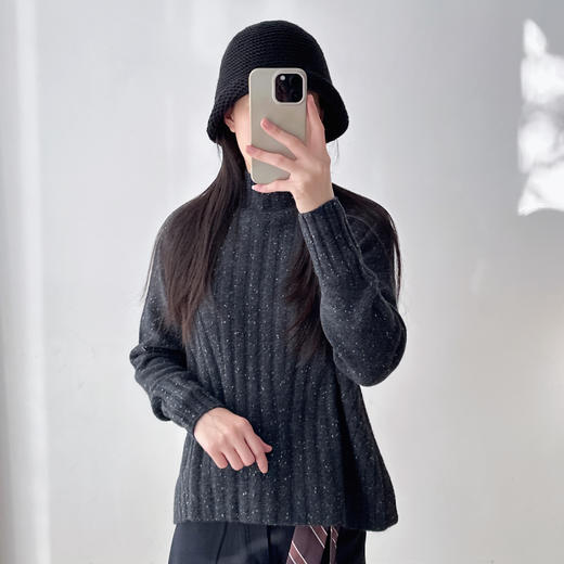 慵懒风羊绒针织衫休闲宽松长袖套头亮片设计感显瘦百搭上衣时尚 商品图1