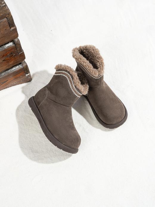 西村名物2025年冬季新款厚底防滑毛绒内里舒适保暖时装短靴切尔西靴T25DS49521 商品图9