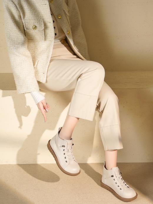 【绒里可选】西村名物2025年冬季新款舒适厚底防滑软底软面系带马丁靴短筒靴X25DS49911 商品图5