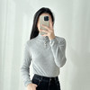 小众设计感半高领羊毛针织衫女秋冬新款纽扣修身弹力内搭打底上衣 商品缩略图0
