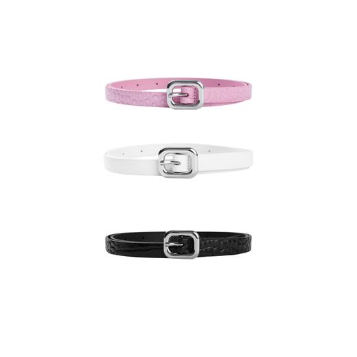 oneup鳄鱼纹真皮牛皮细皮带 商品图0