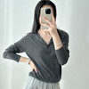 秋冬洋气纯色简约半开扣套头长袖羊绒针织衫软糯舒适气质打底衫女 商品缩略图3