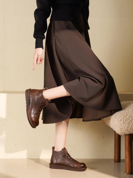 【绒里可选】西村名物2025年冬季新款舒适厚底防滑软底软面系带马丁靴短筒靴X25DS49911 商品图7