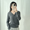 秋冬洋气纯色简约半开扣套头长袖羊绒针织衫软糯舒适气质打底衫女 商品缩略图2